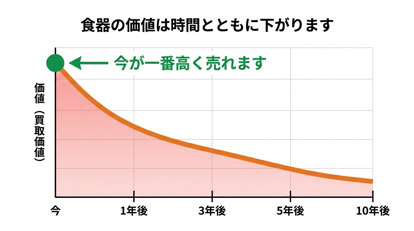 食器の価値は時間とともに下がります - 今が一番高く売れます